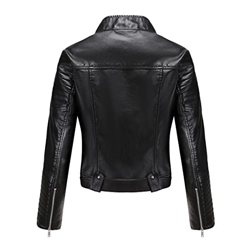 JMSUN Jaqueta de Couro Feminina Motocicleta, Casaco de Couro Feminino Clássico Vintage Cafe Racer Br