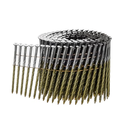 UnitSteel 16° Clous en rouleau - 3,1X90mm, 3.600 piéces, Clous à tête plate pour cloueuse, Tige torsadée/Galvanisee, pour toutes les marques cloueuses