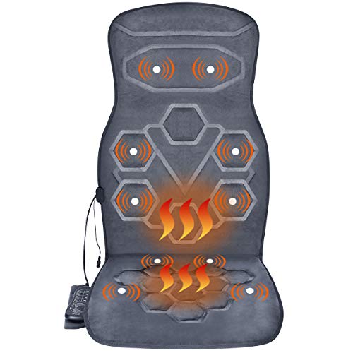 Relief Expert Back Car Seat Massager Cushion Chair Pad with Heat 10 Vibrating Motors for Office Auto - //coolthings.us