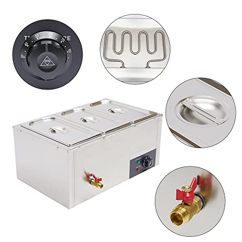 kangten Elektrisch Buffetwärmer Speisenwärmer Warmhalteplatte 3 Behälter 220V 850W Temperaturregler für Weihnachten Hochzeiten Party – Bild 6