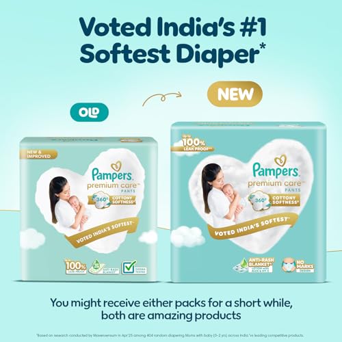 Image of Pampers Premium Care Pant Style Baby Diapers, Newborn /X-Small (NB /XS), 70 Count, 4-6kg, All-in-1 with 360 Cottony Softness Diapers