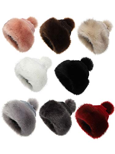 Soul Young Women's Faux Fur Hat Black Russian Cossack Knit Pompom Ski Snow Cap For Winter White(One Size,Black) #TOP5