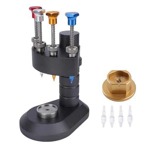 Diydeg Watch Hand Setting Tool 4 Pin Automatic Watch Hand Presser Professional Aluminum Watchmakers Setting Fitting Press Needles Repair Kit with 4 Needle Tips & 1 Movement Base