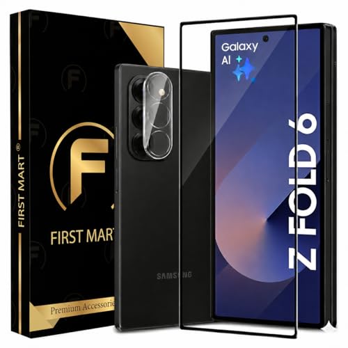 Image of FIRST MART Tempered Glass for Samsung Galaxy Z Fold 6 with Clear Camera Lens Protector & Installation Kit | HD Clear, Edge-to-Edge, Scratch Resistant, Case-Friendly | Pack of 1