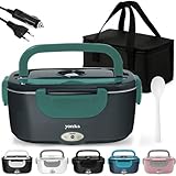 Marmita Elétrica Yonks 60W com Bolsa Térmica – Bivolt 110V/220V + Cabo Veicular 12V/24V – Marmita para Carro e Caminhão (Verde)