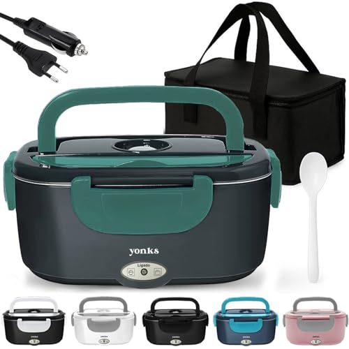 Marmita Elétrica Yonks 60W com Bolsa Térmica – Bivolt 110V/220V + Cabo Veicular 12V/24V – Marmita para Carro e Caminhão (Verde)
