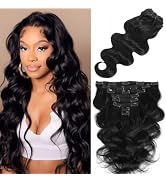LUMIERE Clip In Hair Extensions Real Human Hair Body Wave Human Hair Clip In Extensions 120 Gram ...
