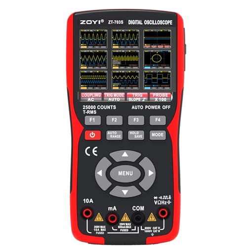 ZOYI ZT-703S Oscilloscope Multimeter Built-in Signal Generator, 25,000 Counts, 2-Channel, 50 MHz, 280 MSa/s, 3.5″ IPS Colour Display ZOYI ZT-703S Oscilloscope Multimeter Built-in Signal Generator, 25,000 Counts, 2-Channel, 50 MHz, 280 MSa/s, 3.5″ IPS Colour Display