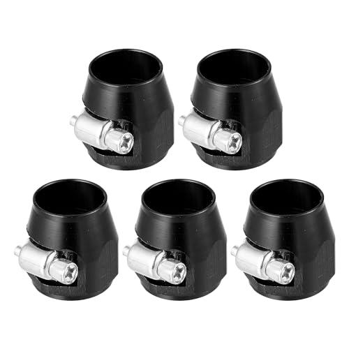 X AUTOHAUX 5 Pcs AN8 Hex Car Hose Finisher Flexible Pipe Clamp with Screw Black