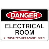 Electrical Room Sign, 12 x 8 Inches - Aluminum - Electric Room Signage For Doors - Authorized Personnel Only, Pre-Drilled Holes,Weather Resistant，high-quality printing (030)