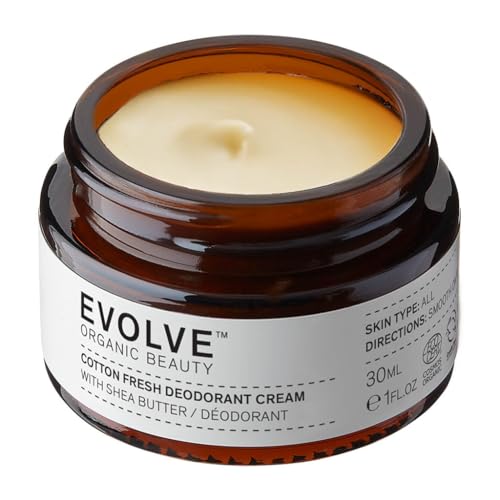 Evolve Organic Beauty Cotton Fresh Natural Deodorant Cream - Vegan - Certified Organic Deodorant (30ml)