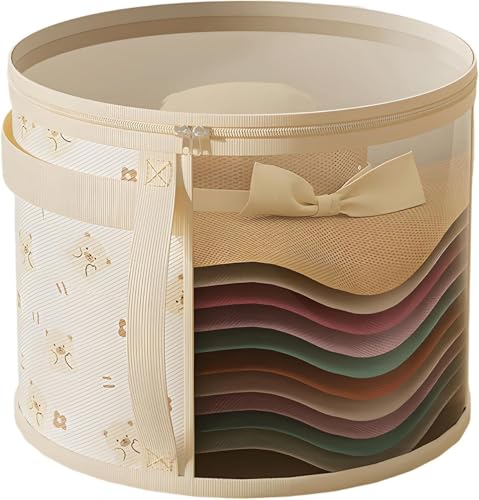JISRKP Hat Boxes with Lids 42x28cm Large Capacity Hat Storage Organizer for Travel Wardrobe and Church Events Durable Fabric Ideal for Fashion Enthusiasts and Travelers