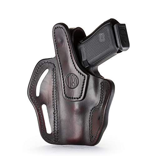 1791 GUNLEATHER XDS Thumb Break Holster - Right Handed OWB Leather Gun Holster - Fits Glock 17, 19, Ruger SR9, SR22, Sig Sauer P225, Springfield XDS, SW Shield MP9 MP40, Walther CCP, Taurus G2 - Brown