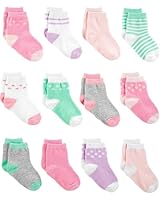 Simple Joys by Carter’s Baby Mädchen 12-Pack Crew Infant-and-Toddler-Socks, Rosa/Purpur/Minzgrün, 12-24 Monate (12er Pack)