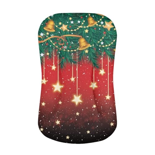 Image of ZOUTAIRONG Christmas Star Bassinet Sheet Set Snug Fitted Cradle Fitted Sheets Stretchy Ultra Soft for Oval Rectangle Hourglass Bassinet Mattress for Xmas