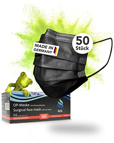 kela OP-Maske - Atemschutzmaske - Medizinische Maske - Mund- und Nasenschutz - Premium Schutzmaske - Einwegmaske in Schwarz - 50 Stück Cover