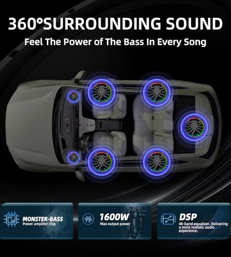 Image of 1600W Upgraded 10 inch Ultra-Slim Active Under Seat Car Subwoofer Built-in Amplifier & LED Lights | Distortion-Free Bass | Low Pass Filter, Gain & Bass Boost