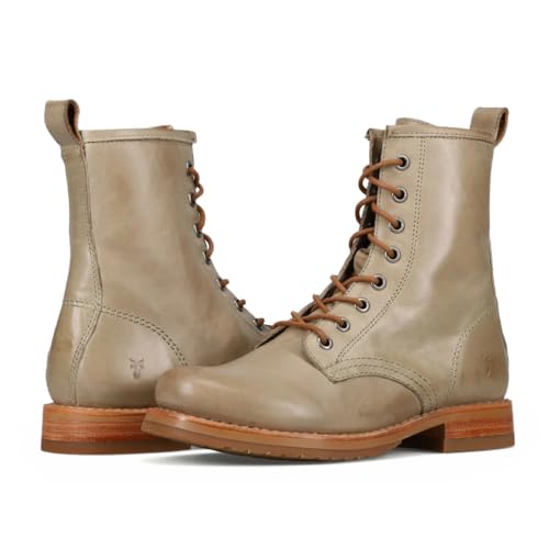 Image of Frye Veronica Women's Combat Boots Crafted from Hand-Burnished Vintage Italian Leather with Genuine Stitch-Down Welt Construction and Leather Lining - 6 inch Shaft Height