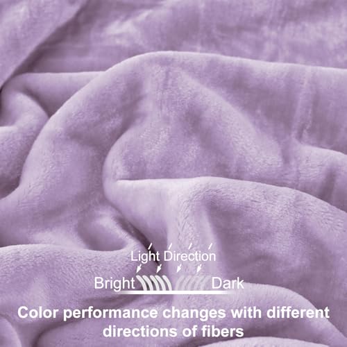 Image of JYK Fleece Plush Blanket - 3.5 LB, 1 Ply Lightweight Korean Style Mink Blanket, Queen 79 inch x 91 inch - Super Soft, Warm & Cozy, Microfiber Bed Blanket for All Seasons, Light Purple