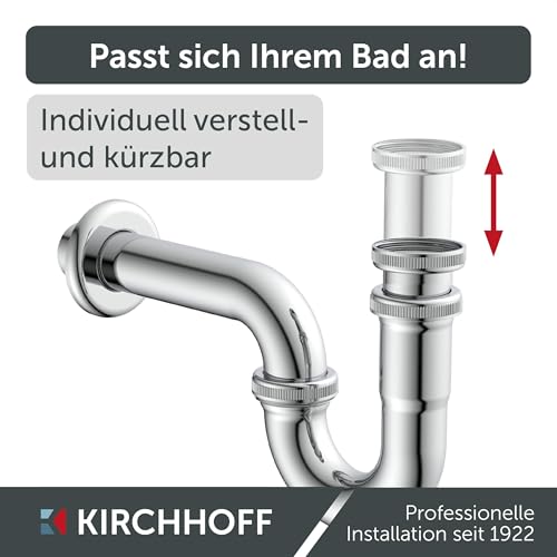 KIRCHHOFF Tauchrohr für Siphon 20cm Chrom, Rohr Verlängerung 200mm für Flaschensiphon und Röhrensiphon, 1 1/4 Zoll, extralanges Zusatzrohr für Waschbecken Abfluss, Edelstahl Ablauf
