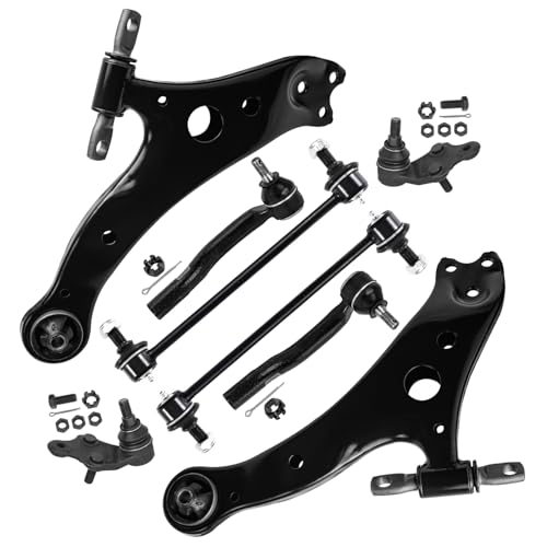Image of Detroit Axle - 8pc Front End Kit for Toyota 2013-2018 Avalon 2012-2017 Camry, 2 Lower Control Arms 2 Sway Bar Links 2 Lower Ball Joints 2 Outer Tie Rod Ends 2014 2015 2016 Replacement