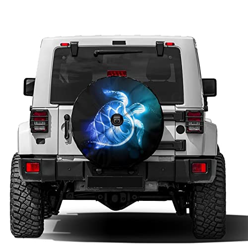 Image of Blue Sea Turtle Pattern Spare Tire Cover with Backup Camera Hole Wheel Tire Cover Fit Trailer, RV, SUV and Many Vehicle 17inch, 17'' with Backup Camera Hole