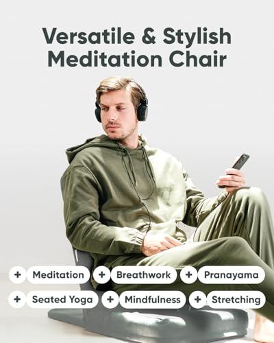 Image of Mindful Modern Folding Pro Meditation Chair - Adjustable Meditation Seat with Back Support and Half Moon Buckwheat Meditation Cushion - Comfortable Mindfulness Living Room Floor Chair