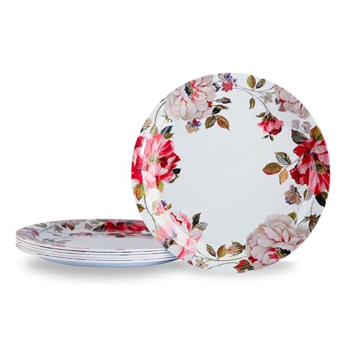 Image of Melamine Quarter Plates | Round Half Plate | Microwave Safe | Break Resistant | Plates for Snacks, Lunch, Dinner | Plates for Home, Office, Restaurant | Set of 6 | 7 Inch's (Lily)