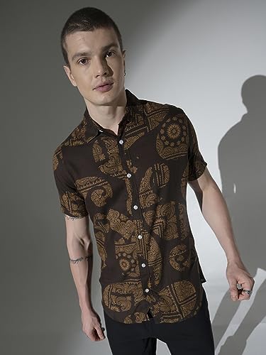 Image of Hubberholme Men's Rayon Relaxed Fit Printed Half Sleeve Resort Shirt