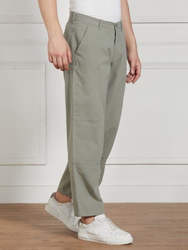 Image of Dennis Lingo Men Cotton Lycra Solid Stretchable Cargo Trousers
