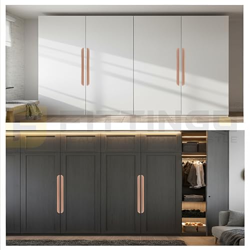 Image of VEZEL Aluminium Wardrobe Handle - Modern Cabinet Pull for Wardrobe, Drawer & Cabinets Furniture, PVD Rose Gold Finish,160mm - Pack of 2-| 3 Years Warranty |