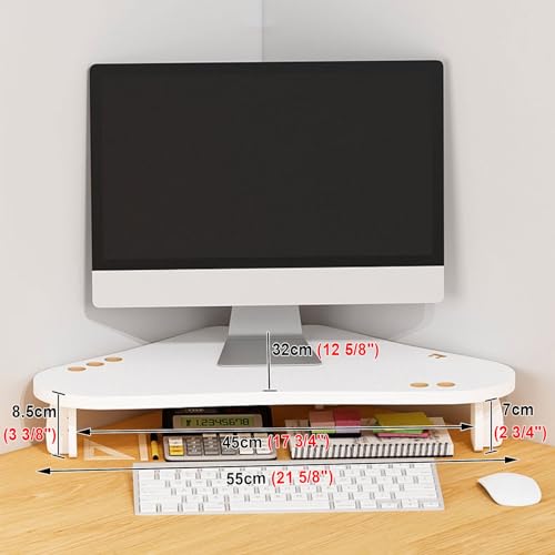 Support d'angle blanc pour moniteur et meuble écran PC de bureau
