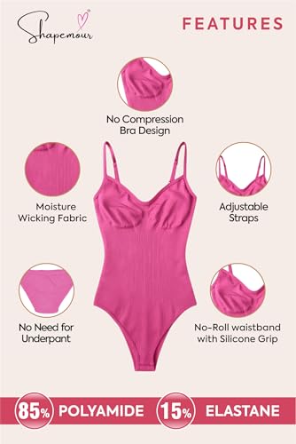 Image of SHAPEMOUR Thong Bodysuit for Women, Slimming Design Shapewear for Women, Tummy Control Body Shaper with Silicone Grip, No Steel Bones for All Day Comfort, Seamless Sculpting Bodyshaper