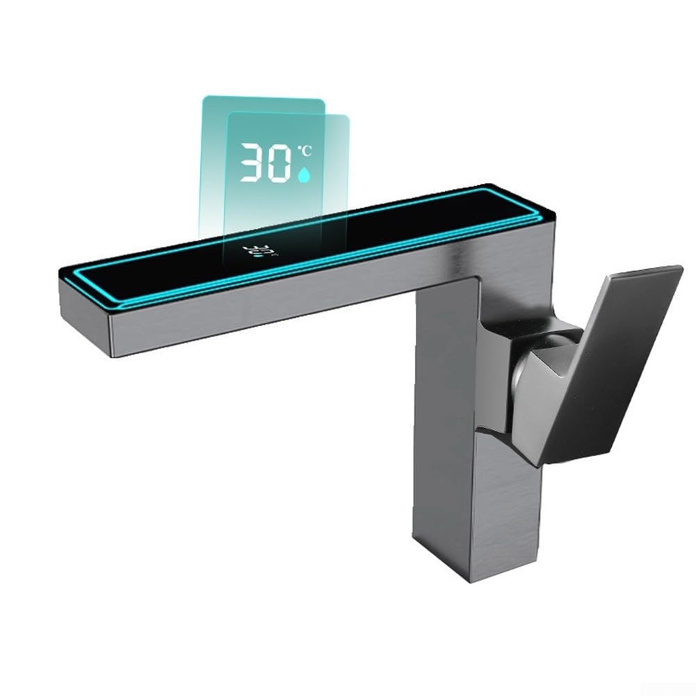 Robinet hydrogénérateur salle de bain mitigeur évier zinc avec affichage température LED