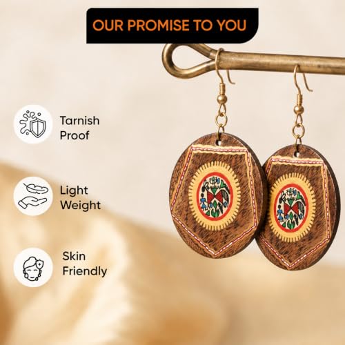 Image of Handcrafted Artistic & Tribal Earrings Collection for Women - Bohemian, Floral, Wooden & Ethnic Statement and Stud Designs