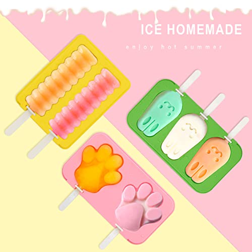 Bongpuda Ice Pop Mold For Kids, 3 Packs Silicone Popsicles Molds With Lids | 2 Sets Reusable Sticks, Flexible Animal Shaped Ice Cream Cake Pop Mold For Homemade Diy #TOP4