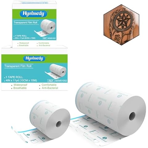 Tattoo Aftercare Bandage - 2 inch, 4 inch Wide, 11 Yards - Waterproof Transparent Film Second Skin Tattoo Cover Up Tape Sterile Swimming Shower Shield Cover
