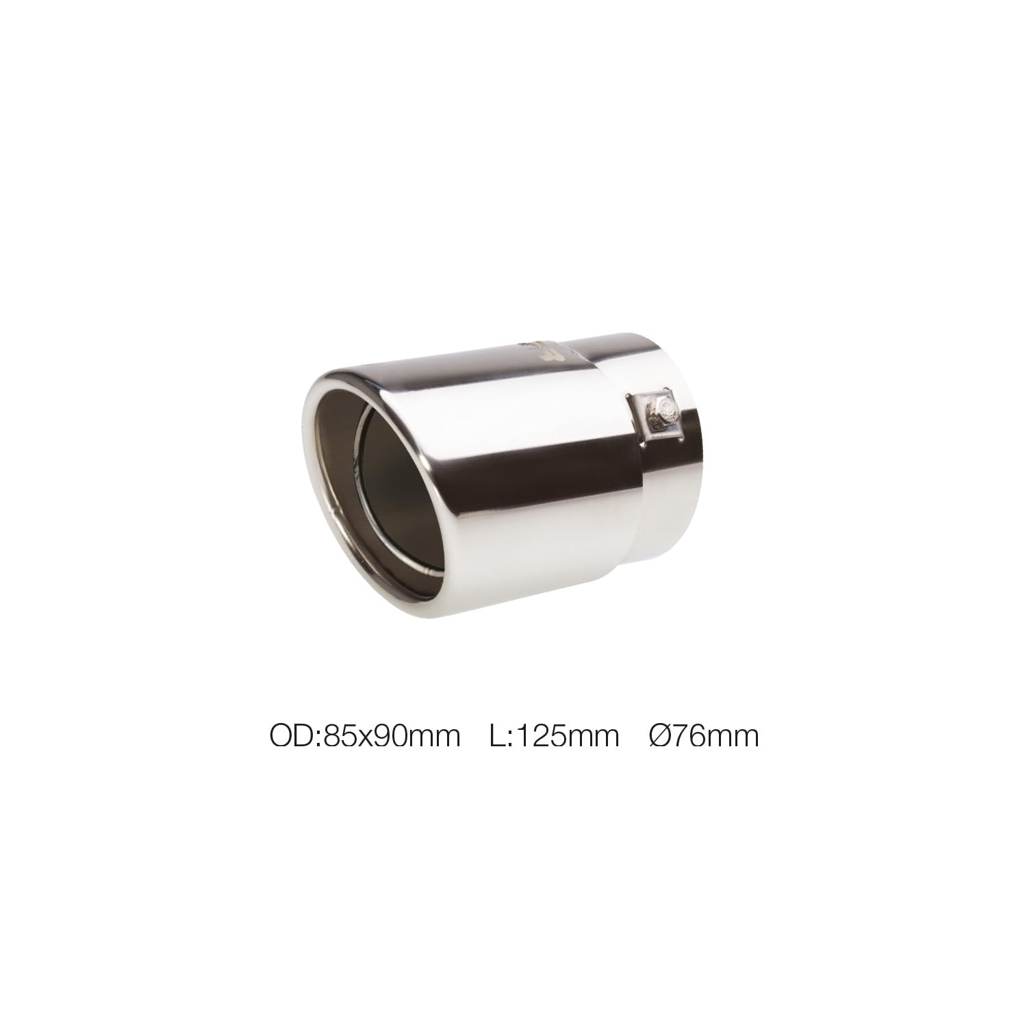 Simoni Racing Embout d'Échappement Ovale/Oblique Inox - 88x82xL125mm - Montage ->74mm