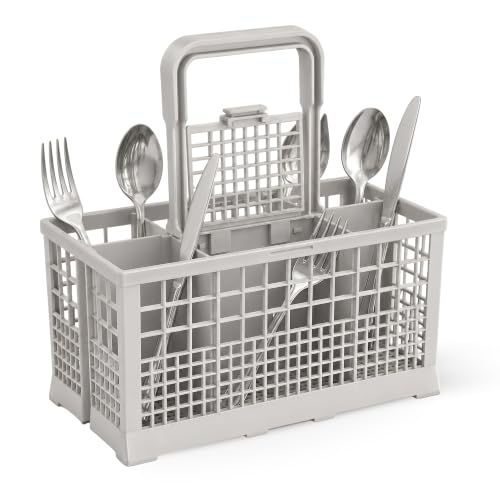 Cesta universal cubiertos para lavavajillas, Cesta cubiertos lavaplatos, Cesto lavavajilla universal, 24.1 x 13.4 cm, Asa desmontable, Compatible con Bosch Siemens Neff, AEG Gorenje Privileg