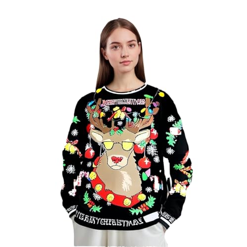 Adults Ugly Christmas Sweatshirt Crew Neck Novelty 3D Printed | S-XXL, Men Women Costume Long Sleeve Tops, Santa Claus, Elk, Snowflake Pattern, Funny Xmas Jumper, Festival Holiday Party - Image 3