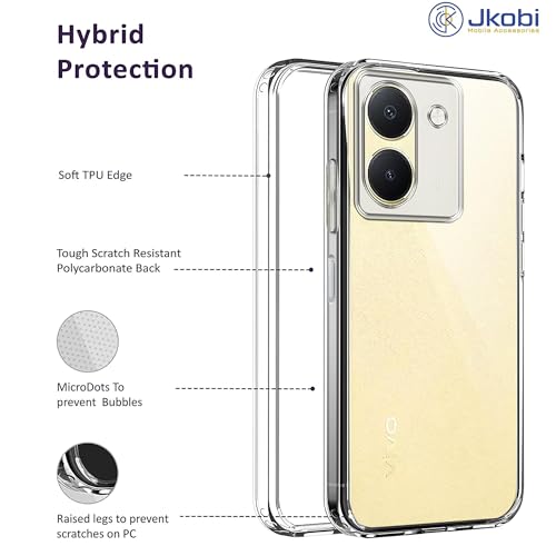 Image of Jkobi Back Case Cover for Vivo Y36 (Silicone Clear Shockproof Case with Camera Protection and Dust Plugs | Transparent)