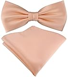 Artikelnummer: SETFliege-0148 TigerTie Satin Fliege Einstecktuch in lachs Uni einfarbig + Aufbewahrungsbox