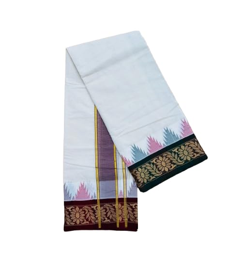 Traditional Pure Cotton Dhoti with Zari Border – 9x5 Size – Ethnic Wear for Men – Handloom Inspired Soft Fabric-image-46