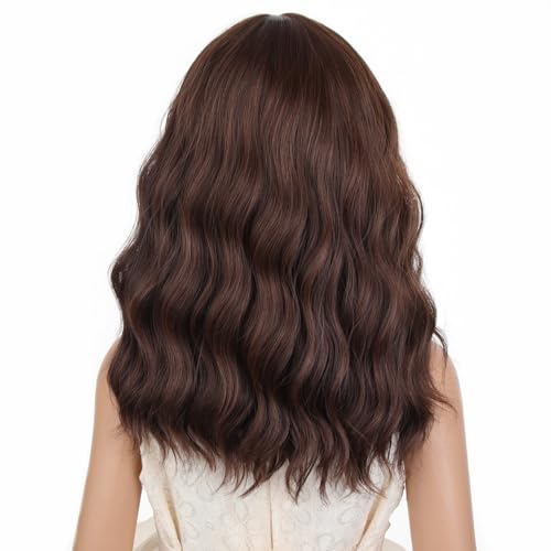 Image of PATTNIUM Kids Short Brown Wig Girls Mixed Brown Short Curly Wavy Wig Chocolate Brown Synthetic Children Wigs Cosplay Costume Party with Wigs Cap