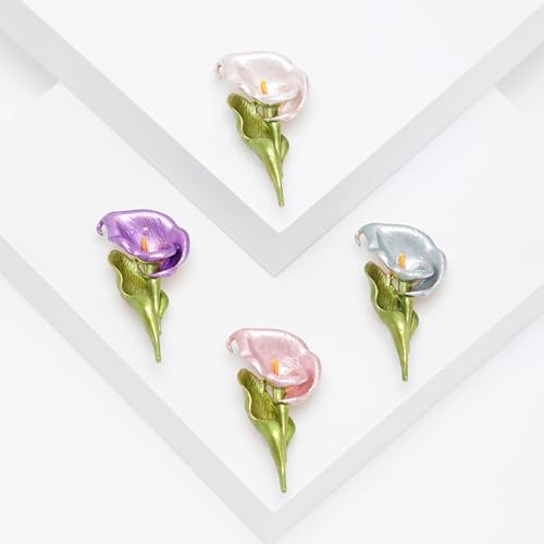 Image of Calla Lily Brooch for Women Enamel Calla Lily Lapel Pins Jewelry Gifts for Mom Wife Elegant Dress Accessories
