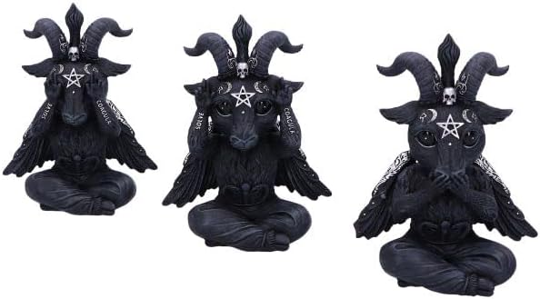 Nemesis Now Cult Cuties Three Wise Baphoboo 13.4cm, Resin, Black, Three Wise Baphoboo Figures, Baby Baphomet Figurines, Baphomet Collectibles, Cast in The Finest Resin, Expertly Hand-Painted