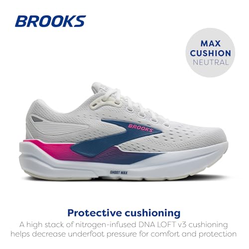 Brooks Women’s Ghost Max 3 Neutral Running & Walking Shoe - White/Moonlight/Pink - 8.5 Medium - image 2