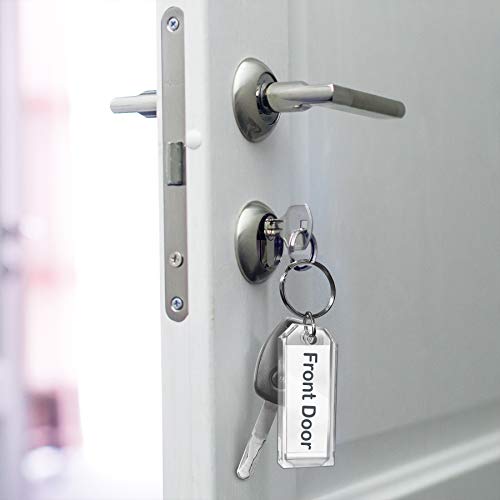 Premium Key Tag 3” Slip-Slot Plastic Heavy Duty (Clear Crystal Color) (16 Pack) (Label And Ring Included) (Made In Usa) #TOP3
