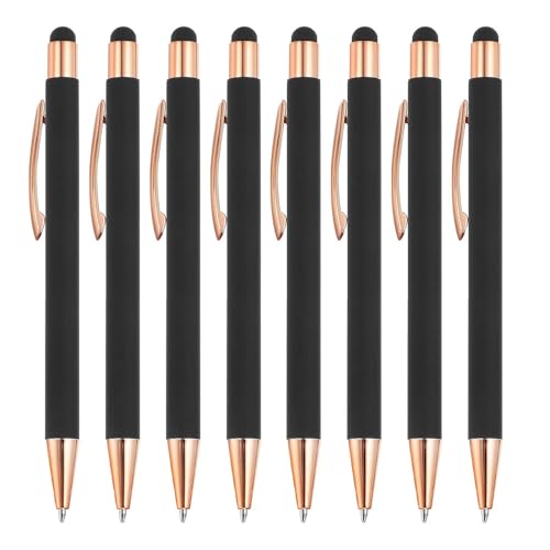 8 PCS Stylos à Bille avec Stylet Tactile, Ensemble Ergonomique 2 en 1 avec Zone de Préhension Antidérapante, Ensemble Métallique pour Le Bureau et la...