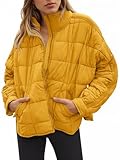 Aiopr Women's Oversized Lightweight Down Coat Long Sleeve Zip Packable Short Puffer Jackets